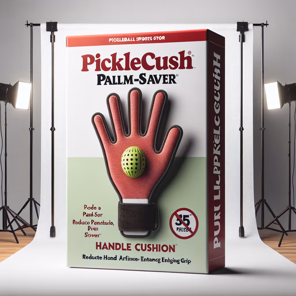 The PickleCush Palm-Saver is a comfortable and breathable handle cushion for intensive pickleball sessions, designed to reduce hand fatigue while enhancing grip.
