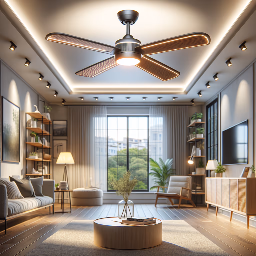 The GlowTech BreezeLight Fan is a modern ceiling fan and light combo that keeps your space cool while brightening your room with adjustable LED lighting.