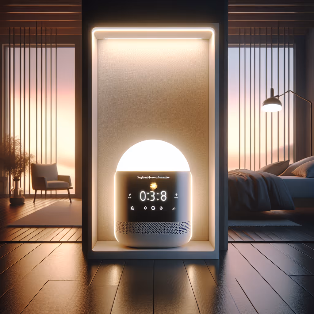 The LuxeNest Daybreak Dawn Simulator is a smart bedroom light designed to create a personalized sunrise experience, helping you wake up naturally refreshed.