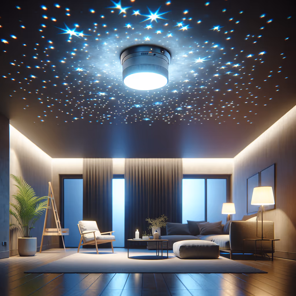 The AstraGlow Night Sky Ceiling Light brings the cosmos into your home, projecting vibrant star patterns across any room.
