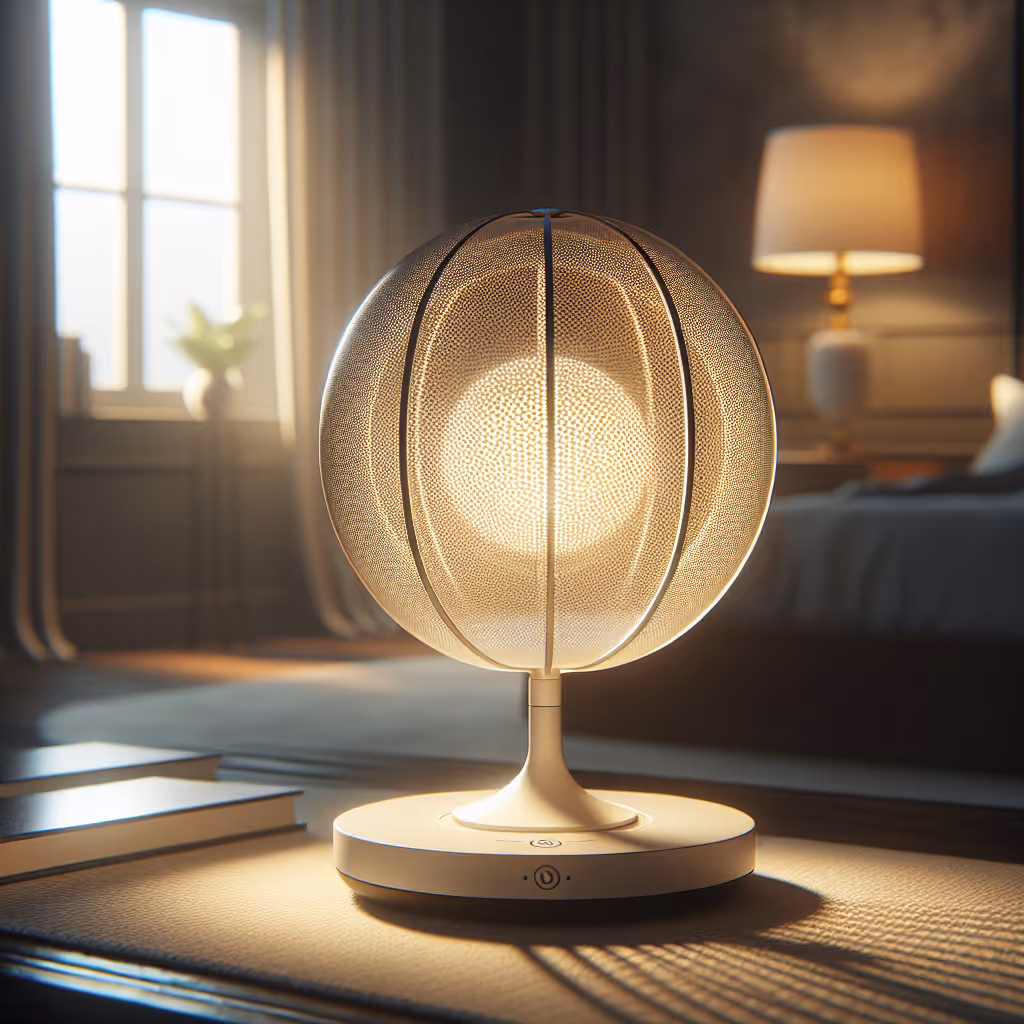 The LuminoCraft Breeze Sphere is a smart, customizable tabletop globe lamp that emits soothing light and doubles as a personal air purifier.