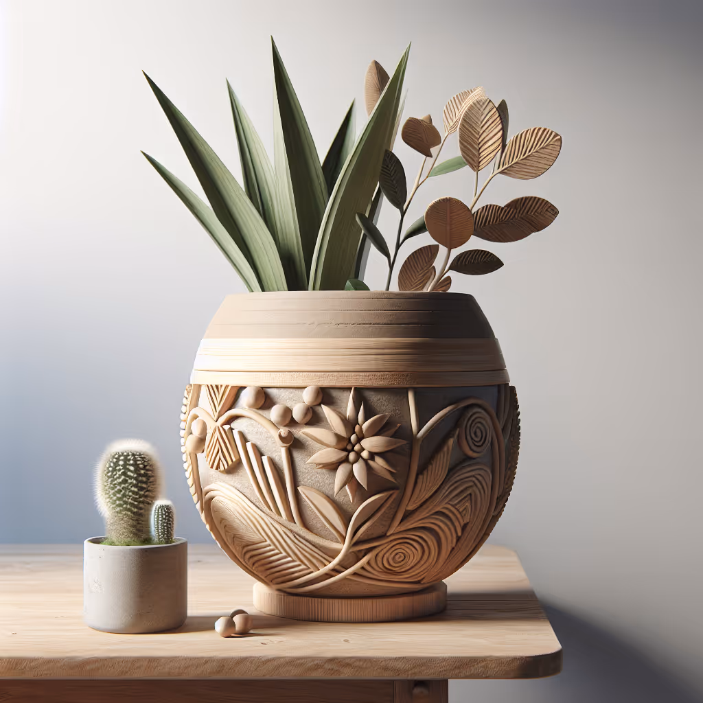 A beautifully crafted eco-friendly planter made from recycled materials, perfect for bringing a touch of nature into your home.