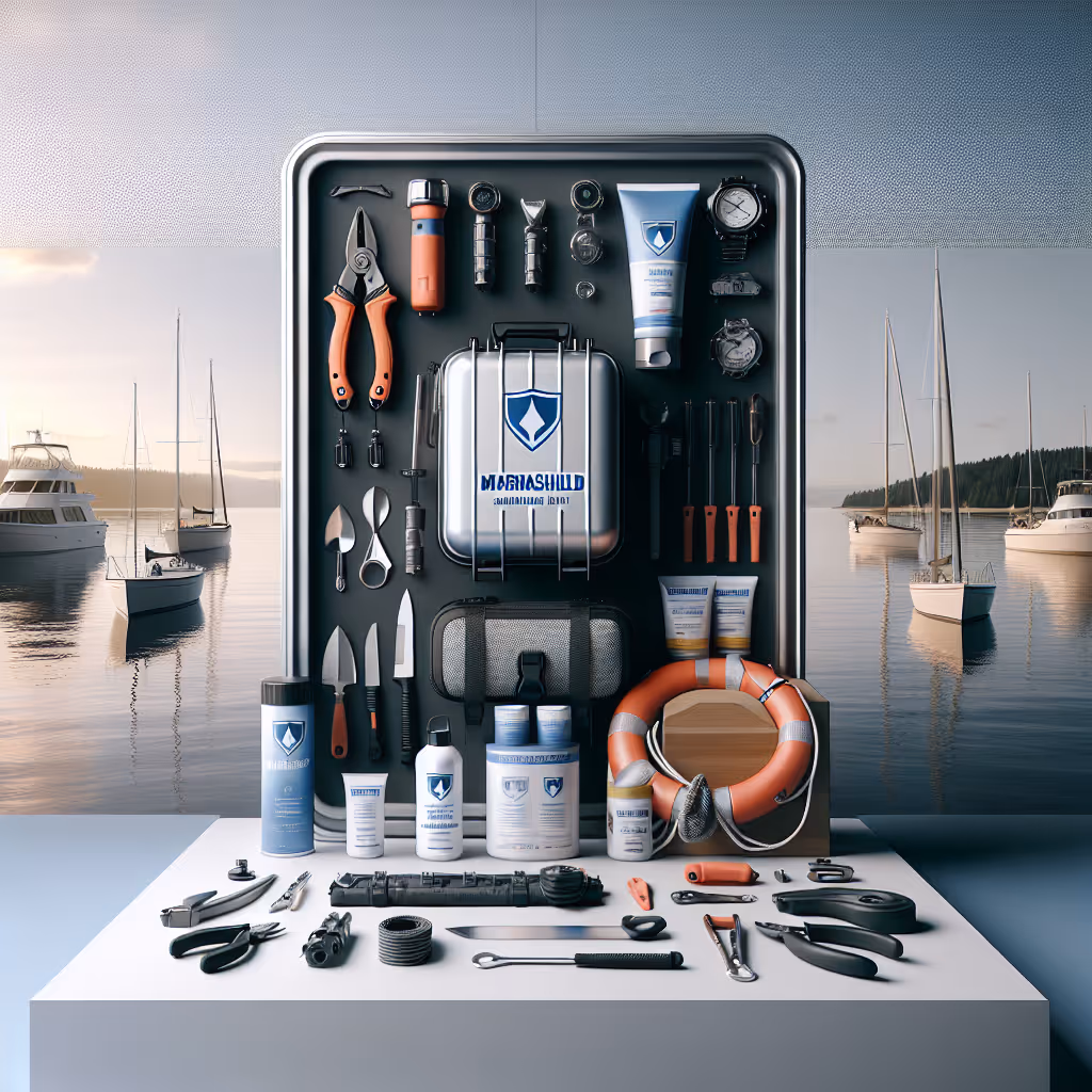 The MarinaShield Marine Survival Kit comes equipped with essential tools and safety equipment for boating adventures, ensuring peace of mind on the water.