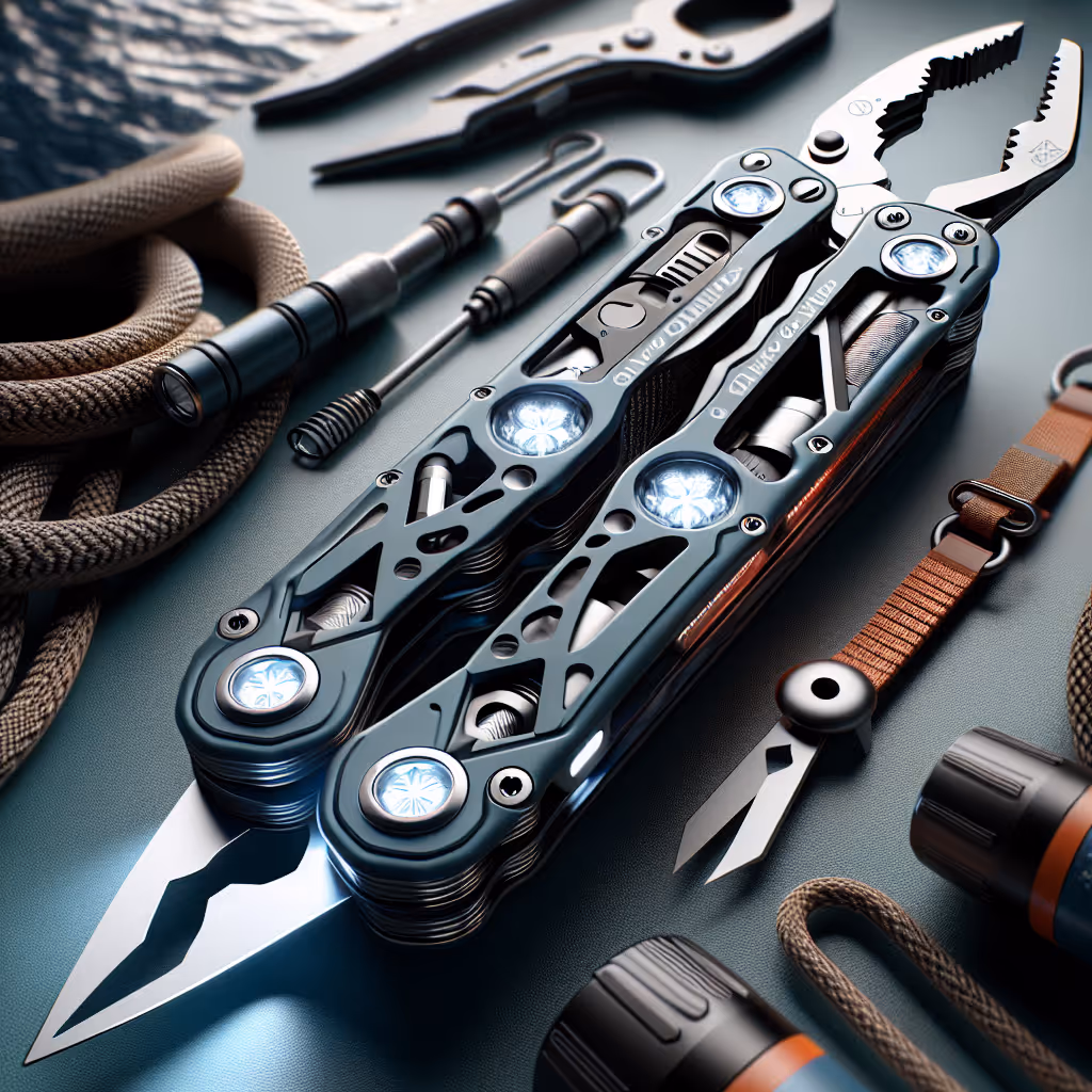 The OceanGuard Marine Safety Multi-Tool is an essential onboard gadget that combines a flashlight, emergency whistle, and a rescue blade for increased safety on the water.