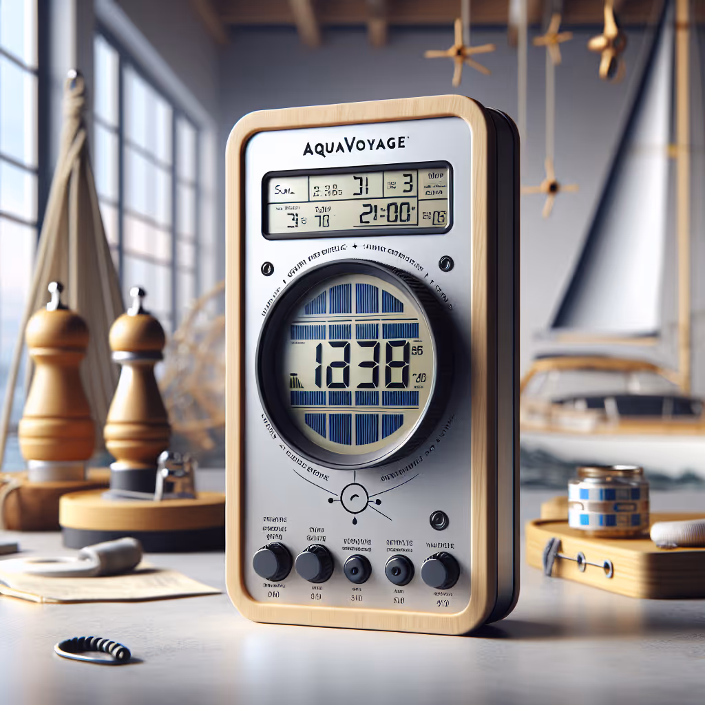 The AquaVoyage Solar Tidal Clock is a unique marine clock that uses solar power to track tidal patterns, perfect for sailors and ocean enthusiasts.