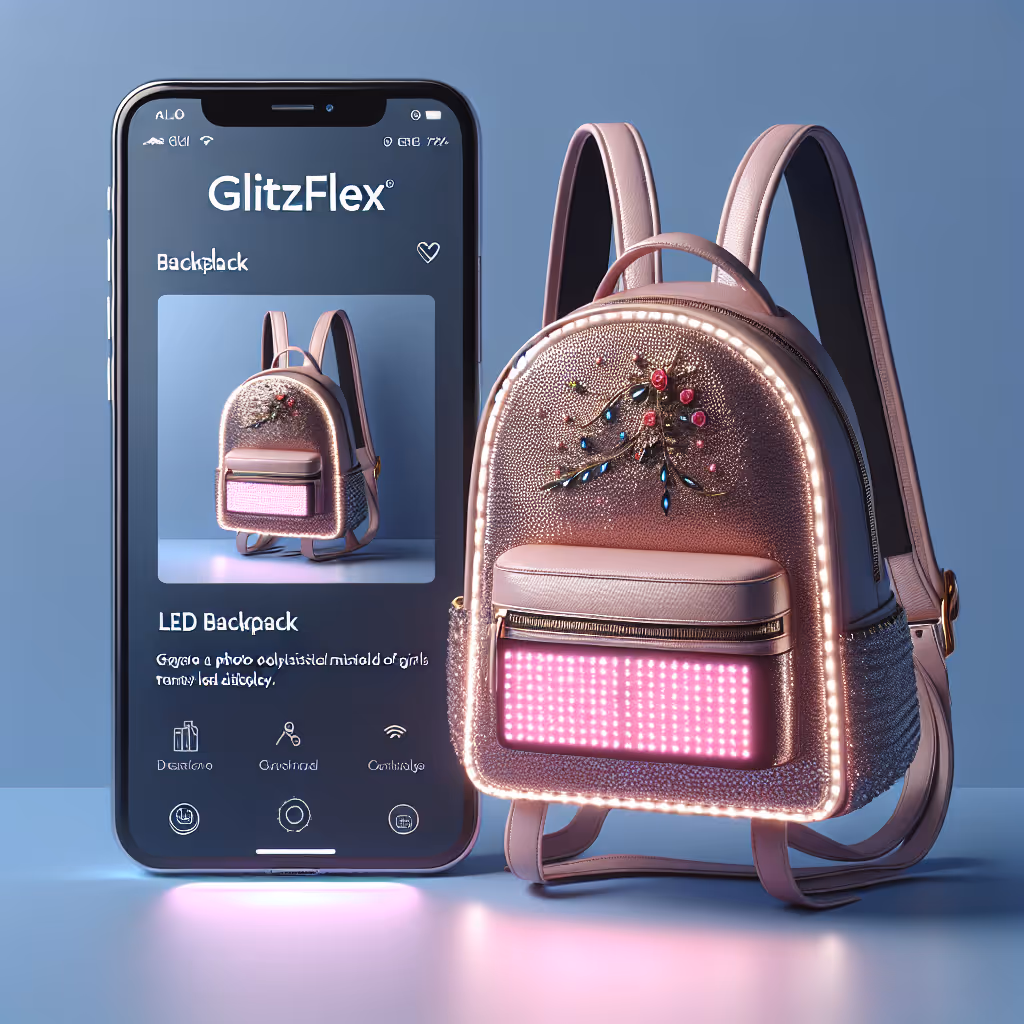 The GlitzFlex LED Backpack is a stylish and versatile accessory designed for today's trendy girl, combining fashion with functionality and featuring customizable LED displays.