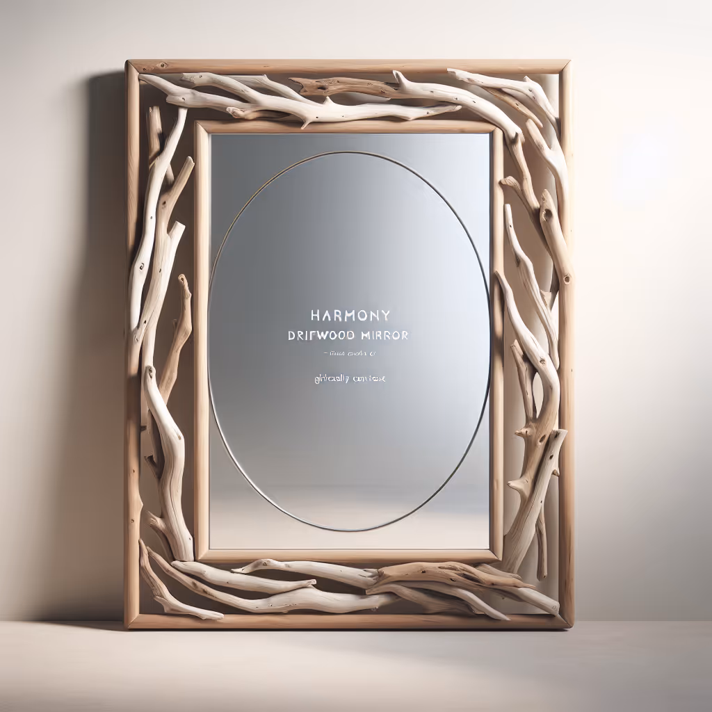 The Harmony Driftwood Mirror is a stunning addition to any home, showcasing natural beauty with ethically sourced driftwood framing a high-quality glass mirror.