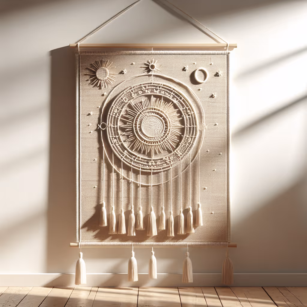 Elevate your space with the Celestial Handwoven Wall Hanging, a masterpiece of craftsmanship and sustainability, perfect for adding a touch of elegance to any room.