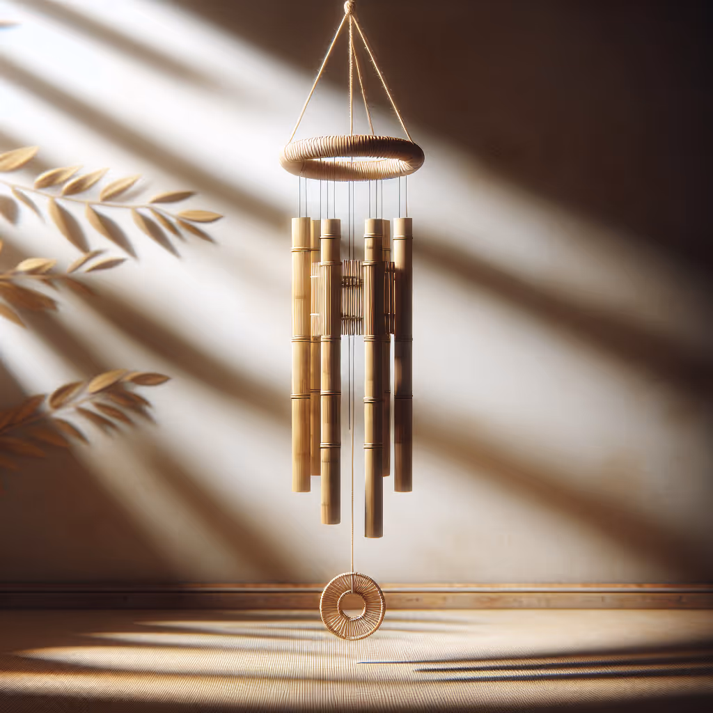 The EcoAura Bamboo Wind Chime adds a serene, eco-friendly touch to your patio or garden, handcrafted from sustainable bamboo and designed to provide soothing musical tones with every breeze.