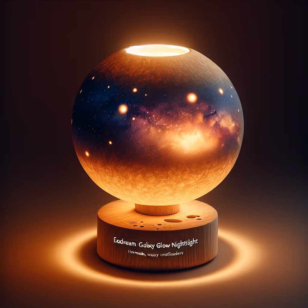Enhance your home with the EcoDream Galaxy Glow Nightlight – a handmade, eco-friendly nightlight bringing warmth and serenity to your personal sanctuary.