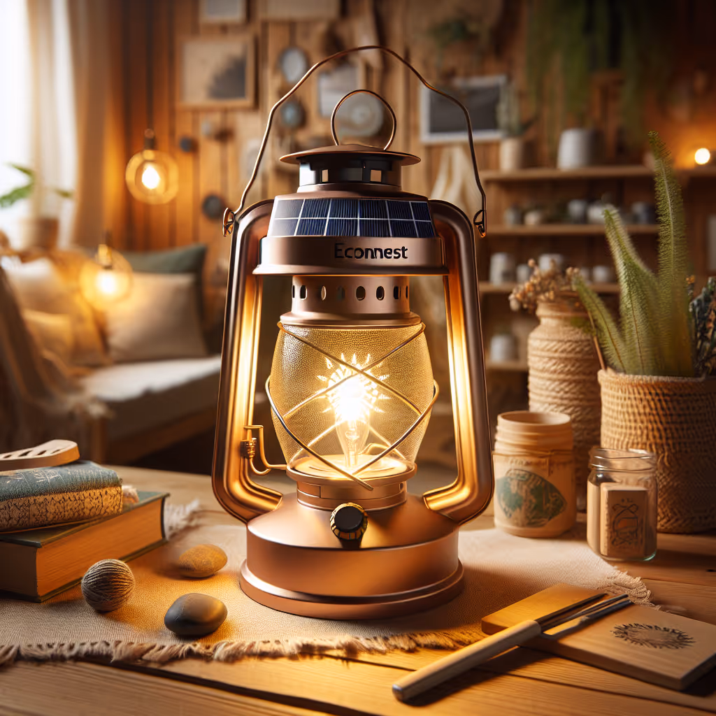 Illuminate your home with the EcoNest Aurora Glow Solar Lantern, a sustainable and stylish solution for eco-conscious lighting.