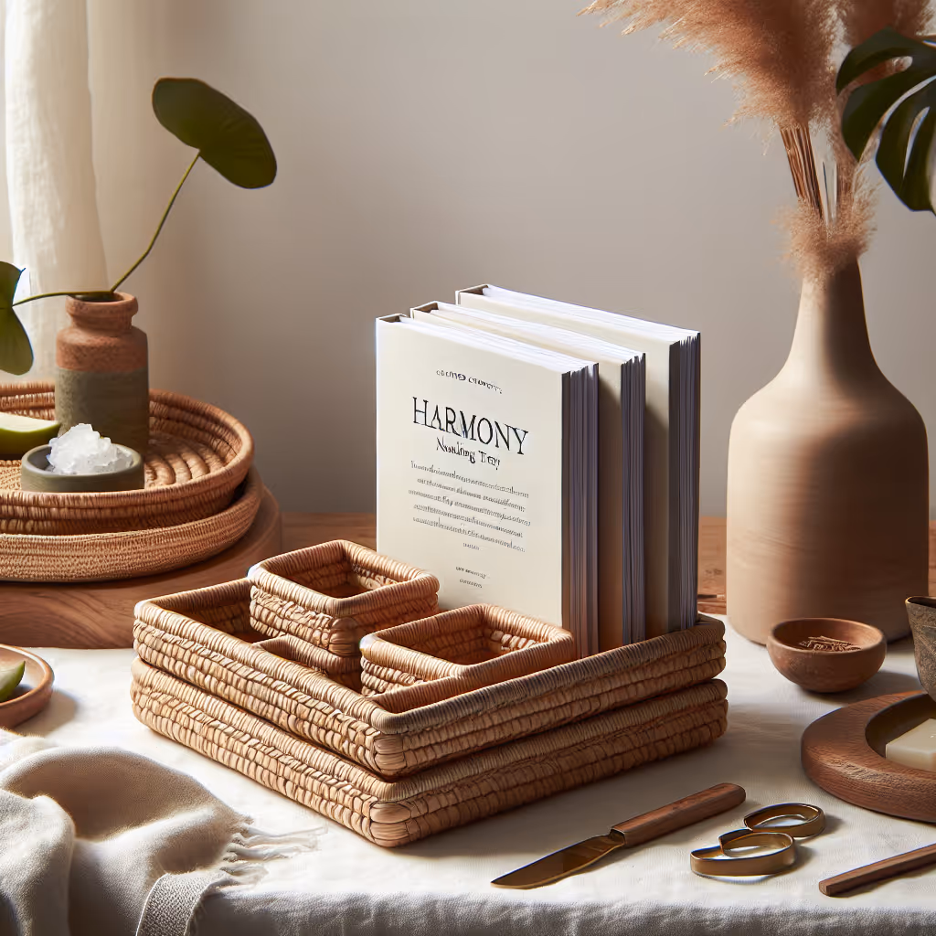 The Harmony Handwoven Nesting Trays, perfect for organizing and adding a touch of artisanal elegance to your home, are crafted from sustainably sourced materials.