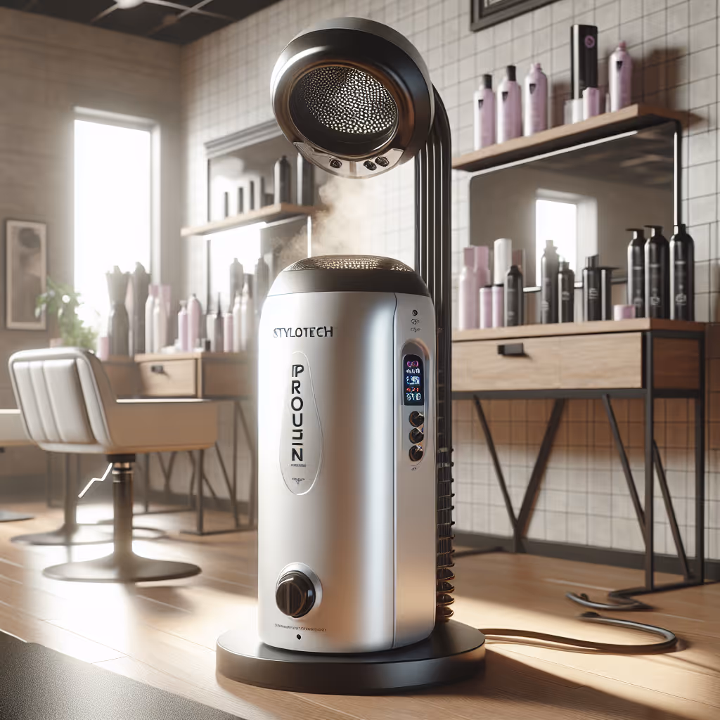 The StyloTech ProFusion Hair Steamer rejuvenates and hydrates hair, adding shine and softness in a professional salon setting or at home.