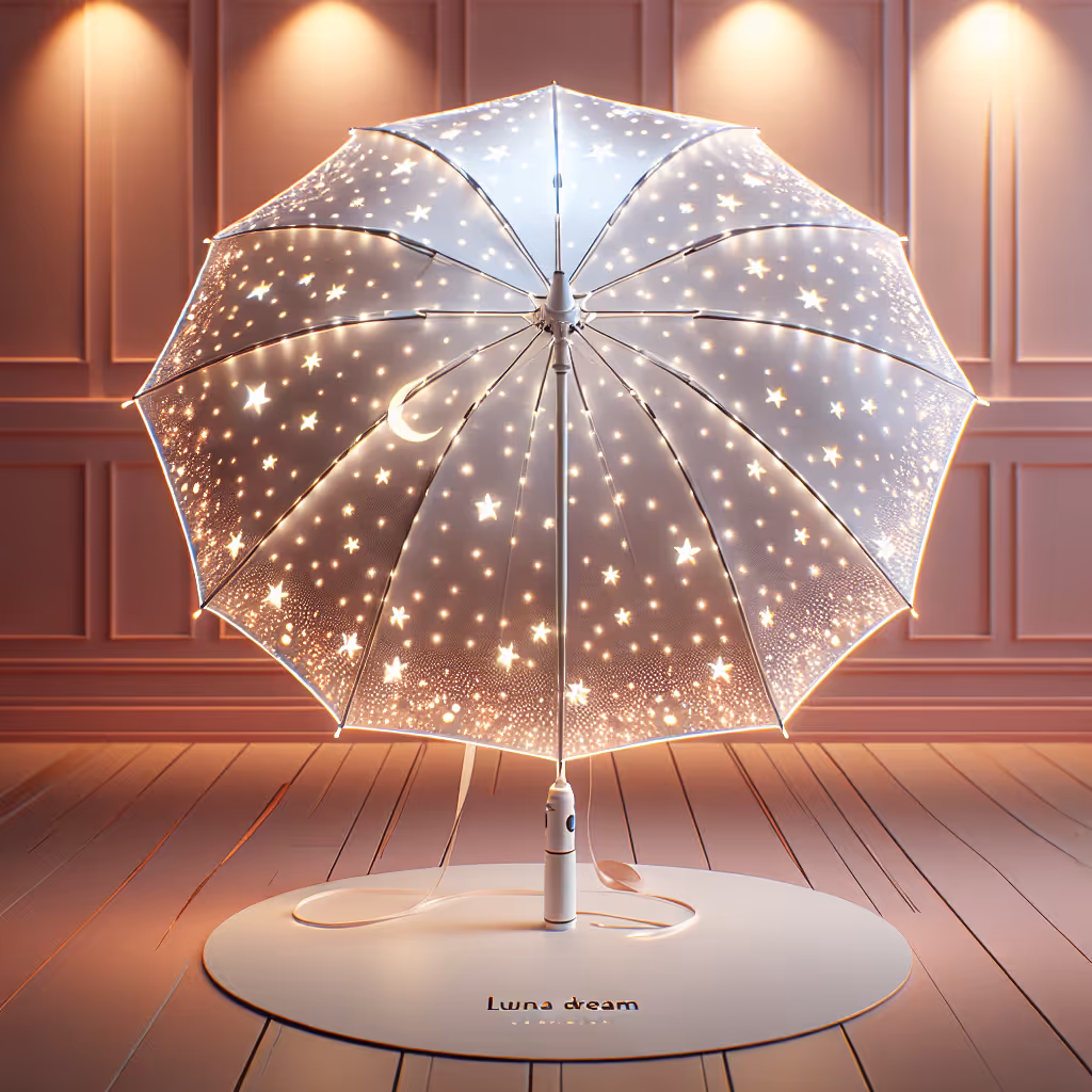 The LunaDream Luminous Starry Umbrella is a stylish and functional accessory, perfect for rainy days and starry nights, with LED lights that illuminate the entire canopy.