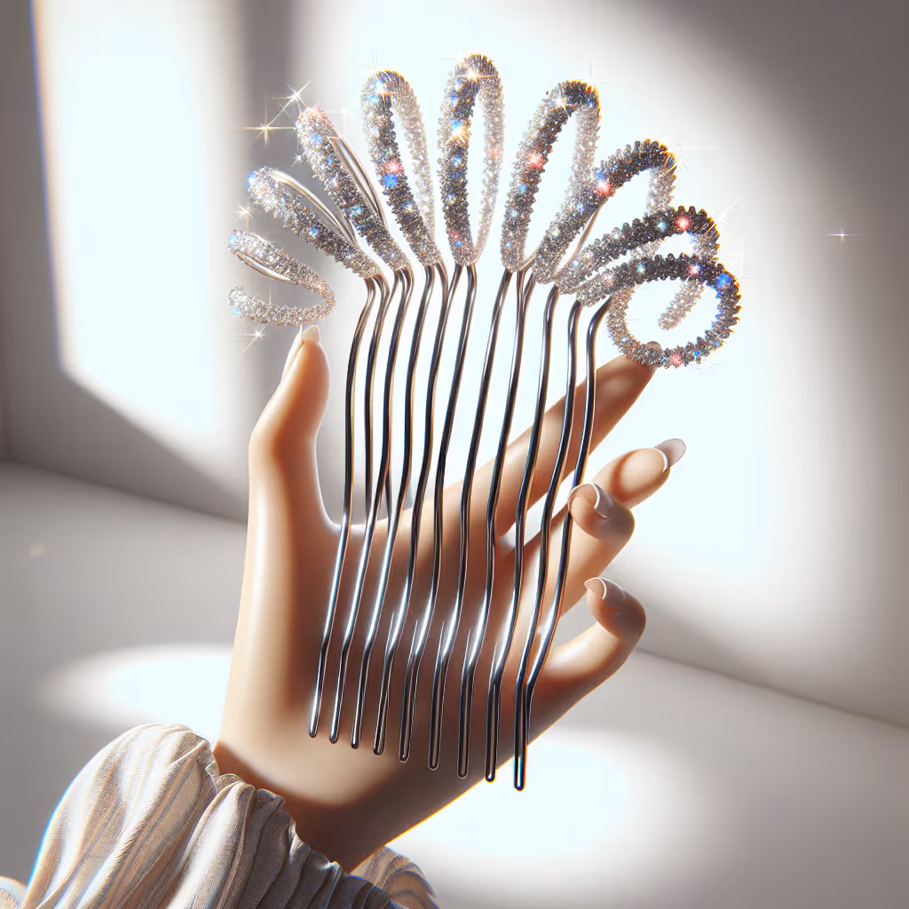 The GlitterGlam Spiral Hair Combs offer a dazzling twist to your hairstyle with their sparkling embellishments and snug hold.