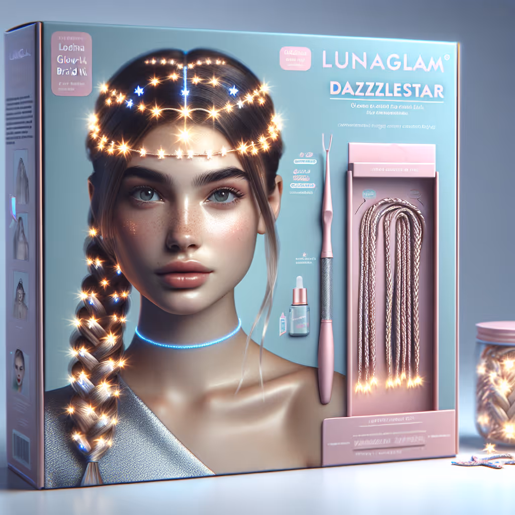 The LunaGlam DazzleStar Hair Braid Kit offers customizable, glow-in-the-dark hair accessories perfect for crafting stunning hairstyles with a radiant finish.