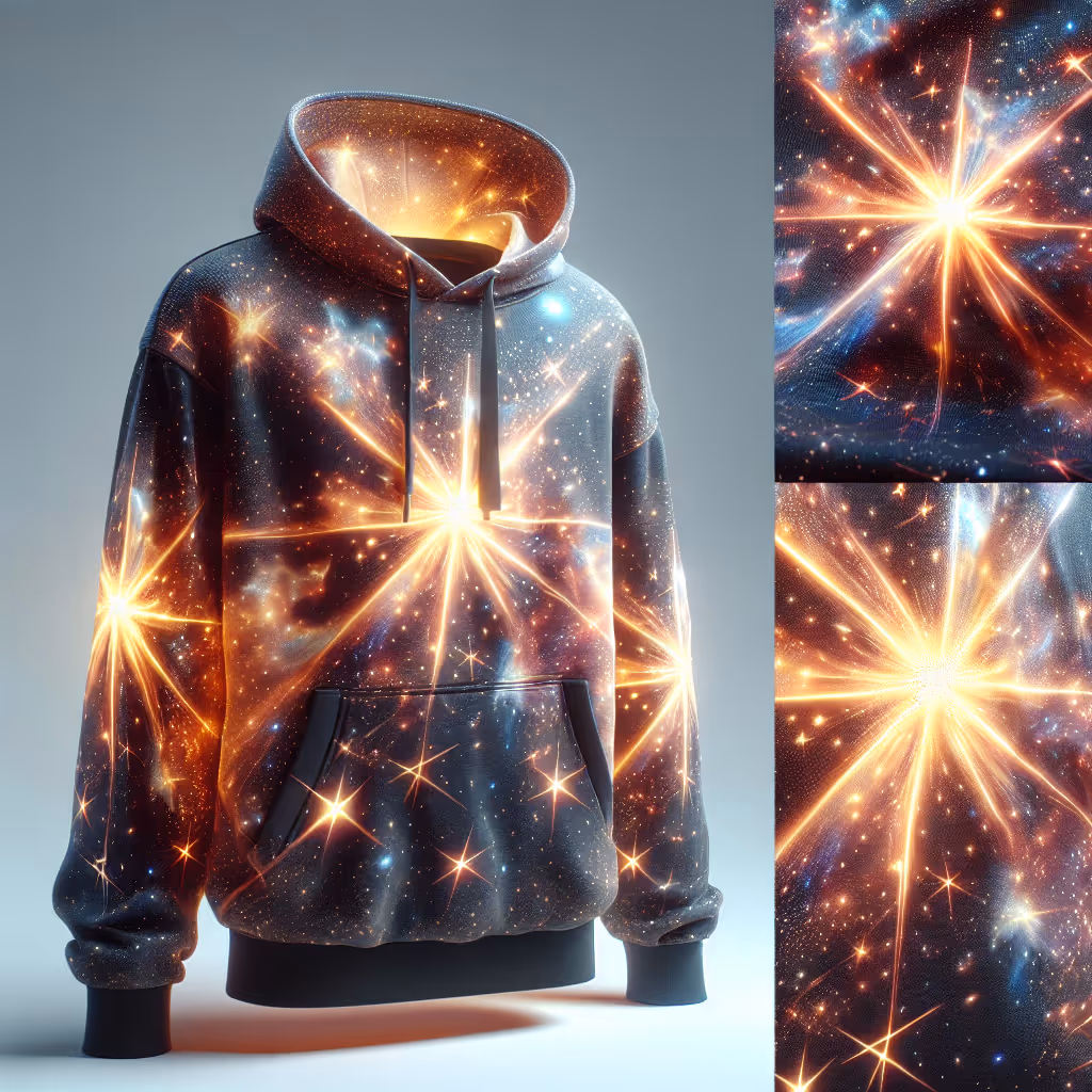The GlimmerGaze Nebula Starry Hoodie is a chic, eye-catching hoodie that lights up with beautiful star patterns, perfect for girls who love to shine.