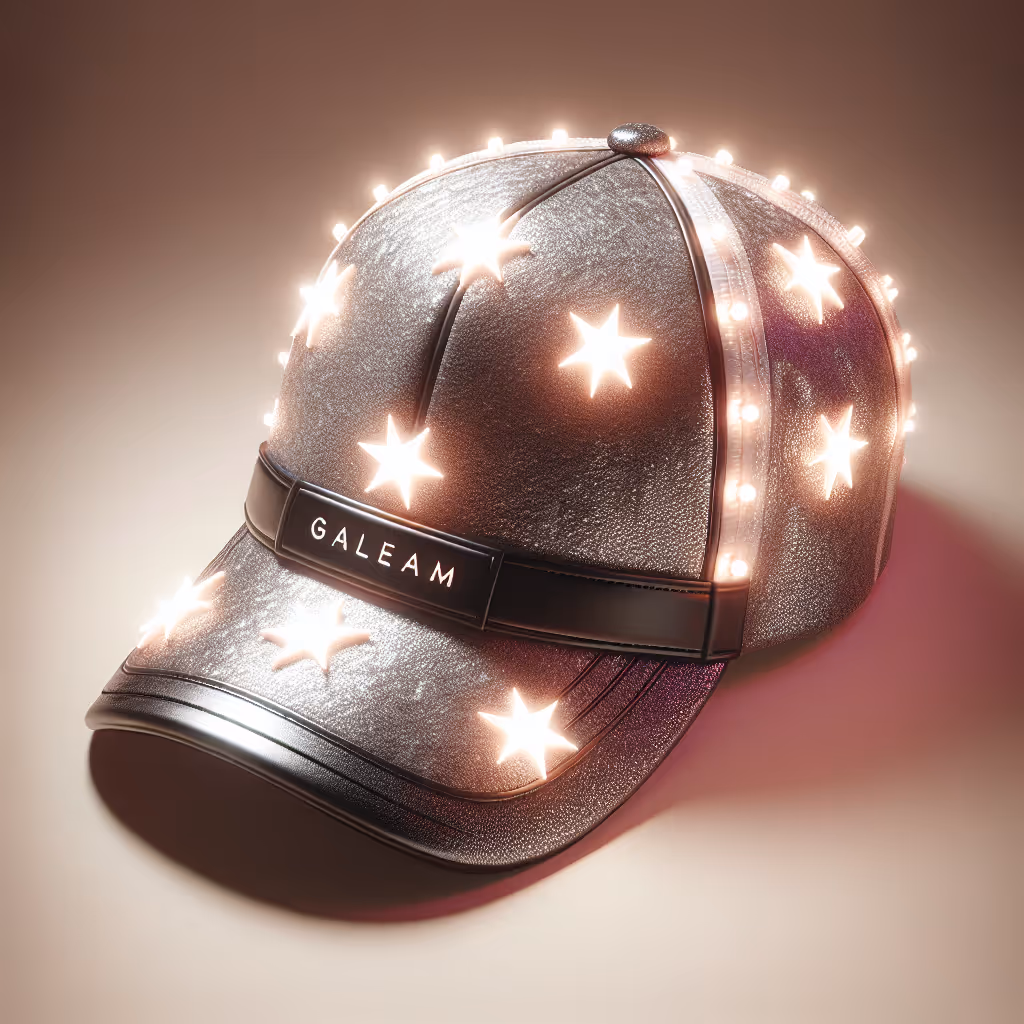 The StarGleam Luminous Glam Cap is a stylish hat with integrated LED lights, perfect for adding glow to any outfit.