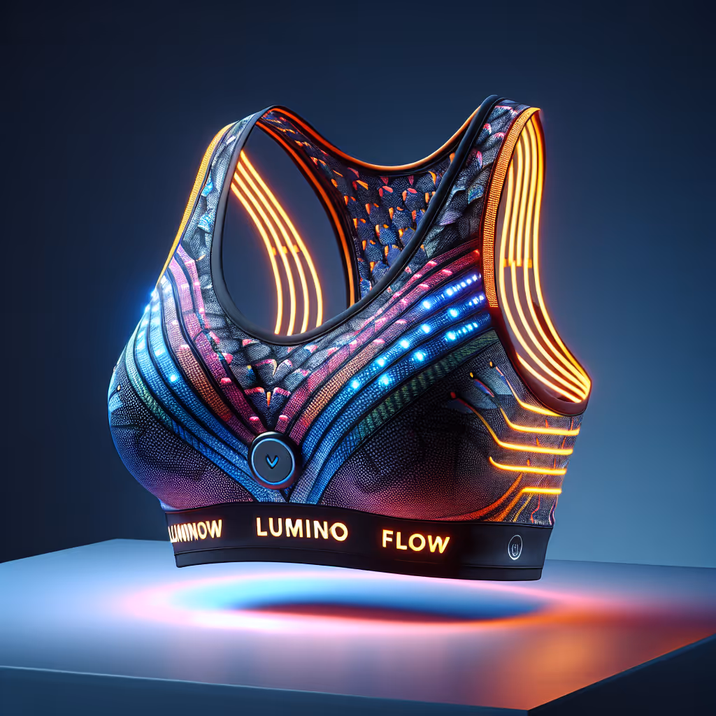 The LuminoFlow LED Sports Bra combines high-performance support with motion-activated LED lighting, perfect for night runs or dimly-lit workout sessions.