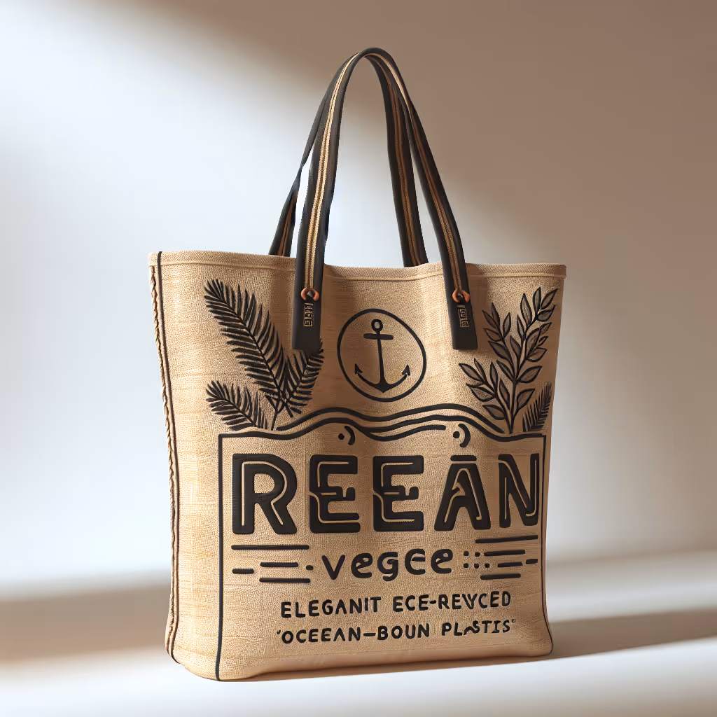 The ReefRescue Vegan Tote is an elegant, eco-friendly bag crafted from upcycled ocean-bound plastics, combining style with sustainability.
