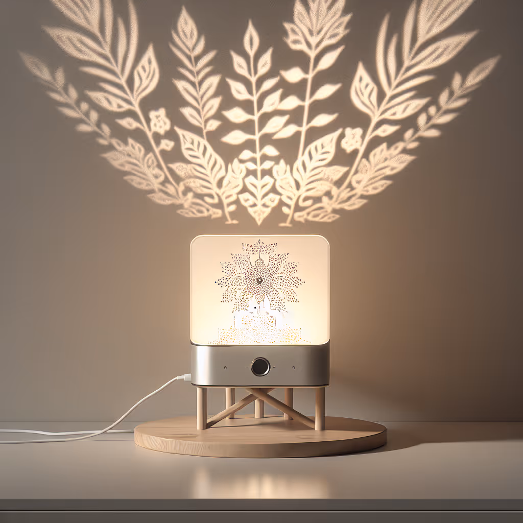 Illuminate your home with the Etherea ShadowLight Projector, creating enchanting visual displays on your walls with customizable patterns.