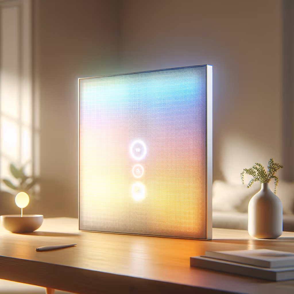 Illuminate your space with the HavenGlow Radiance Tile, a smart, customizable LED panel designed to enhance ambiance with colorful lighting and artful display options.