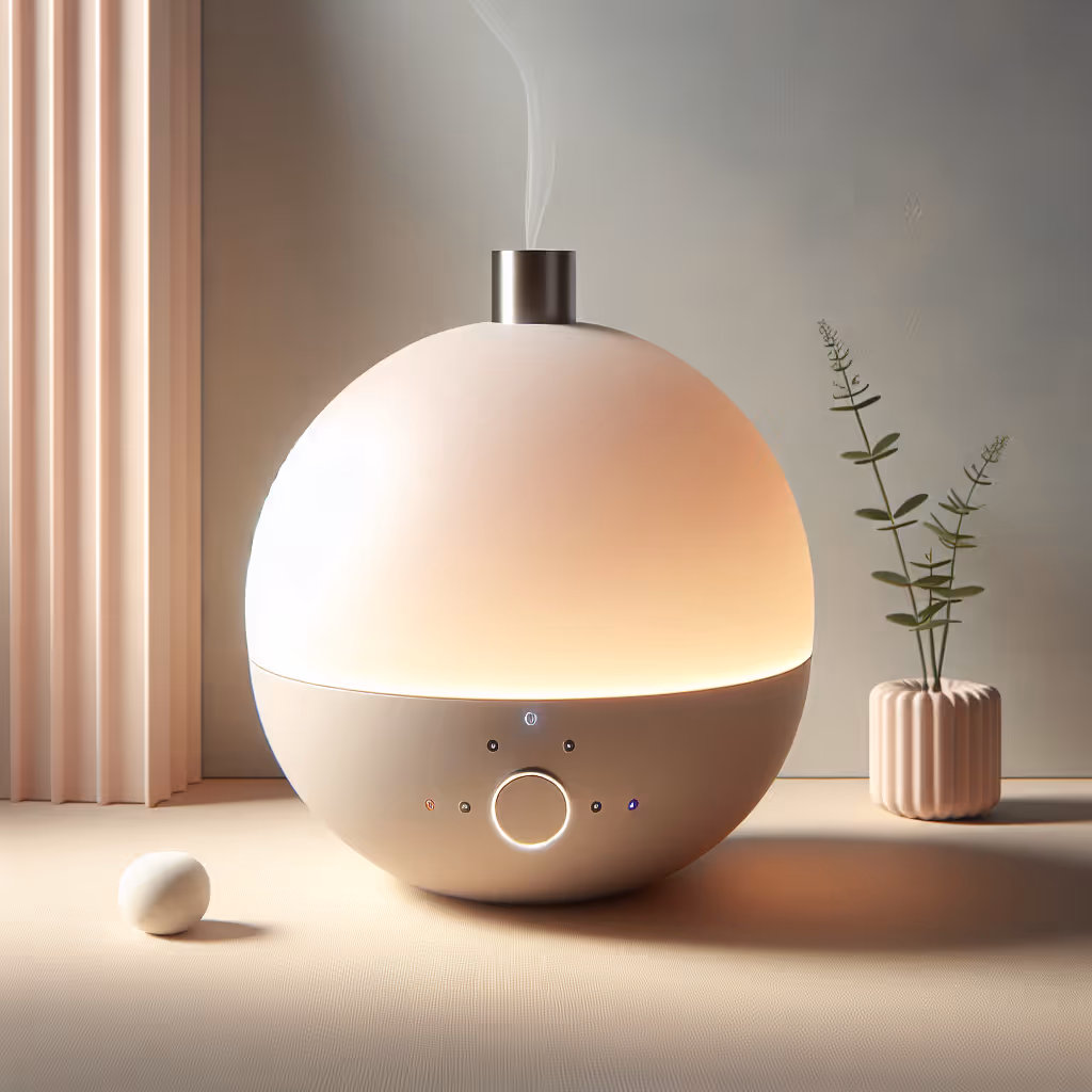 The Ethereal Serenity Sphere is a versatile ambient light and aroma diffuser that transforms any room into a calming sanctuary with customizable LED colors and soothing scents.