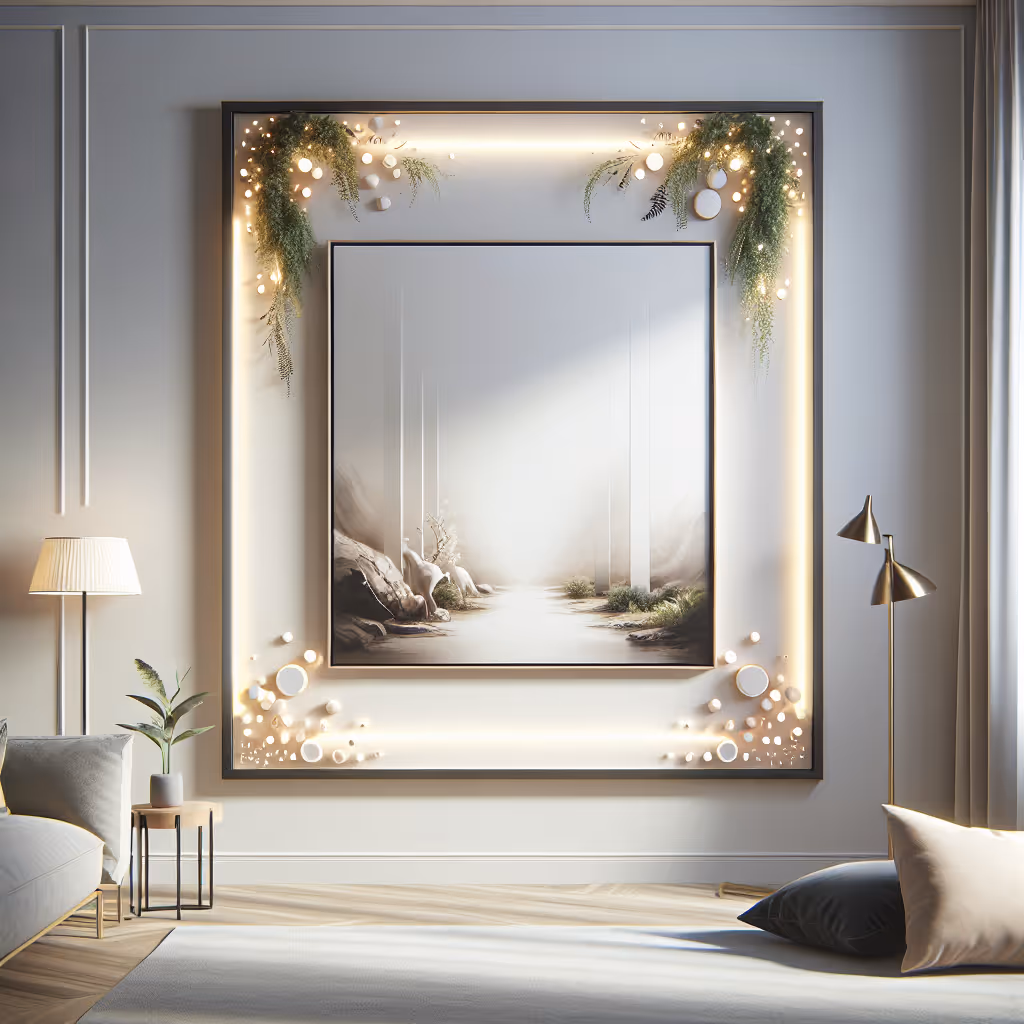 The GlintArt Ambient Art Frame seamlessly blends artwork with ambient lighting, creating a transformative visual experience in any room.