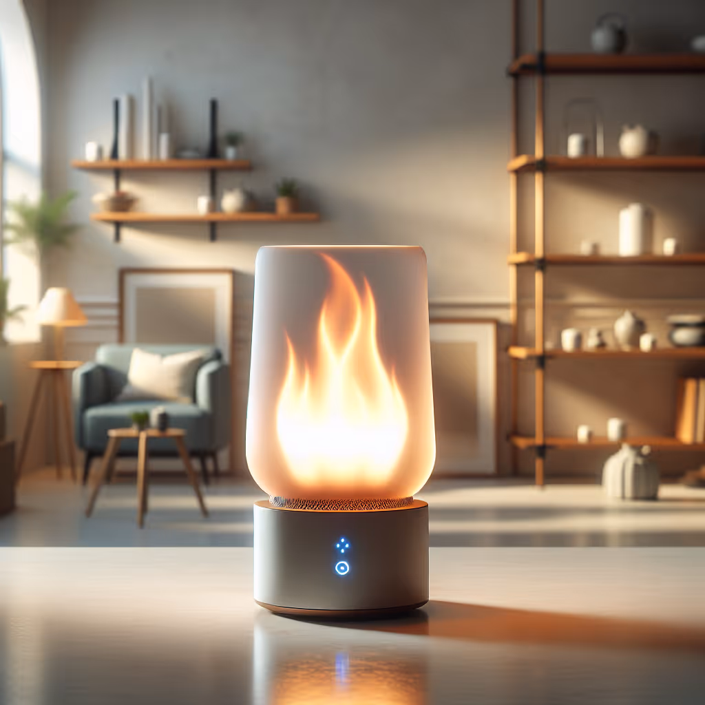 The EmberFlow Smart Flame Lamp adds a realistic flame effect to your home decor, combining ambiance with modern smart technology.
