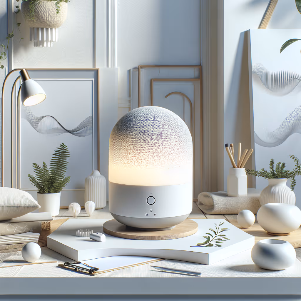 Elevate your space with the SereneWave Ambient Sound Lamp, a perfect combination of soothing sounds and ambient lighting to enhance any atmosphere.