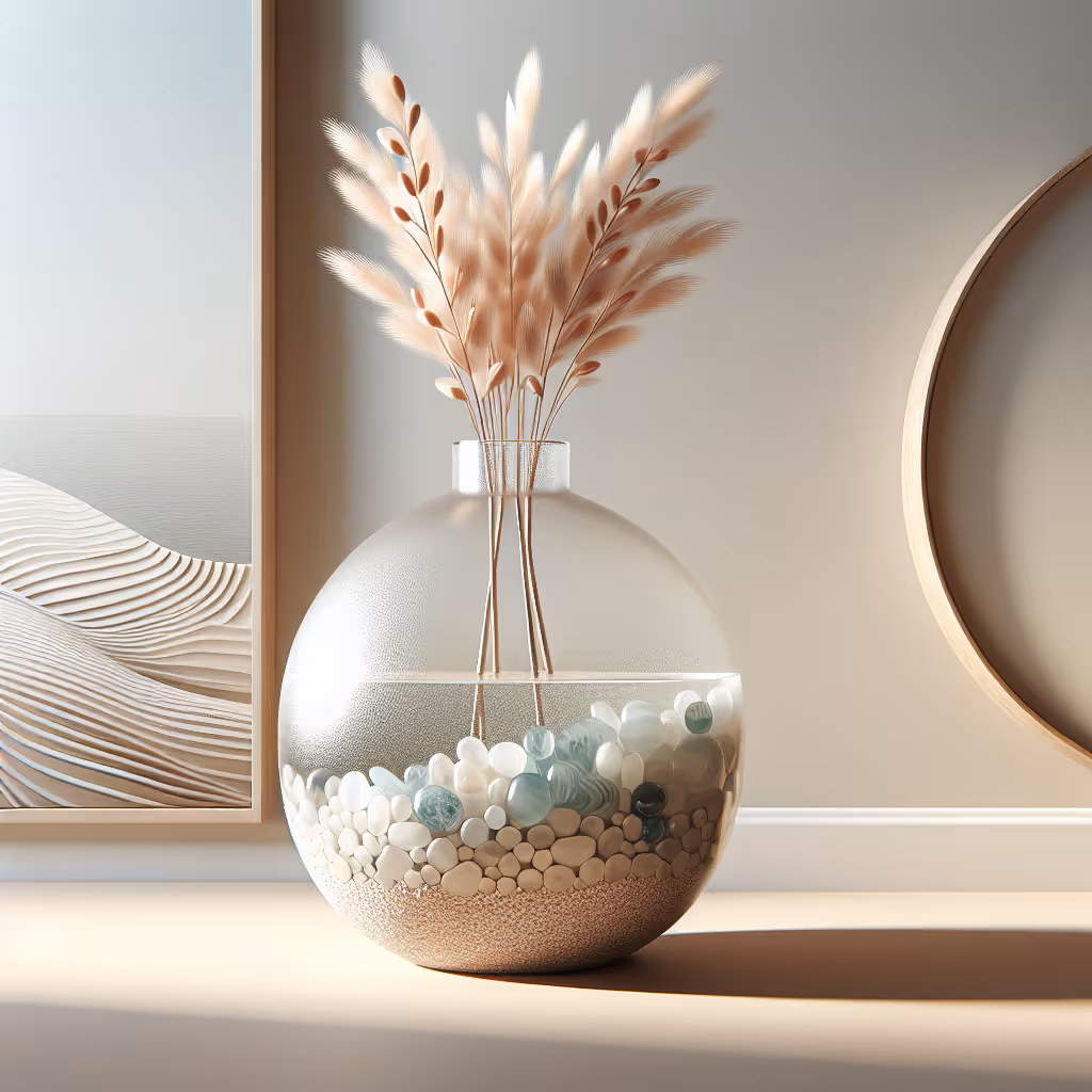 The Harmoni Home PearlRipple Sea Glass Vase is an elegant centerpiece that combines natural aesthetics with modern design. Perfect for adding a touch of tranquility and sophistication to any room.
