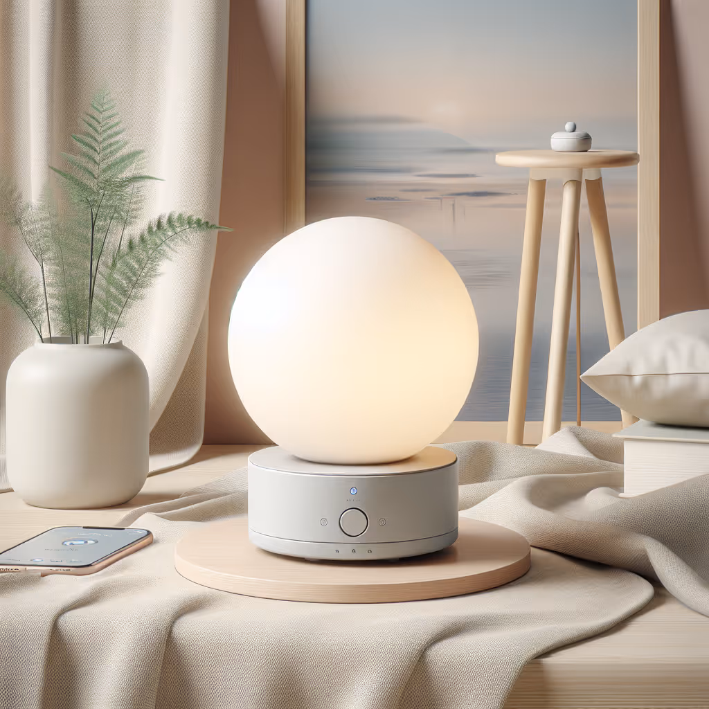 The GlowLite Serenity Orb is a multifunctional all-in-one device combining ambient lighting with soothing soundscapes to enhance your daily relaxation rituals.