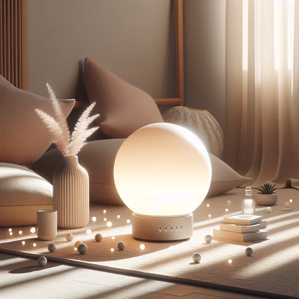 The SerenitySphere Meditation Light creates a calming oasis with customizable light patterns and tranquil soundscapes, perfect for enhancing your mindfulness practices.