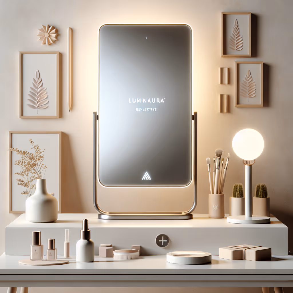 The LuminAura Reflective Desk Mirror brightens your daily routine with ambient light and reflective surface, perfect for boosting both your appearance and mood.