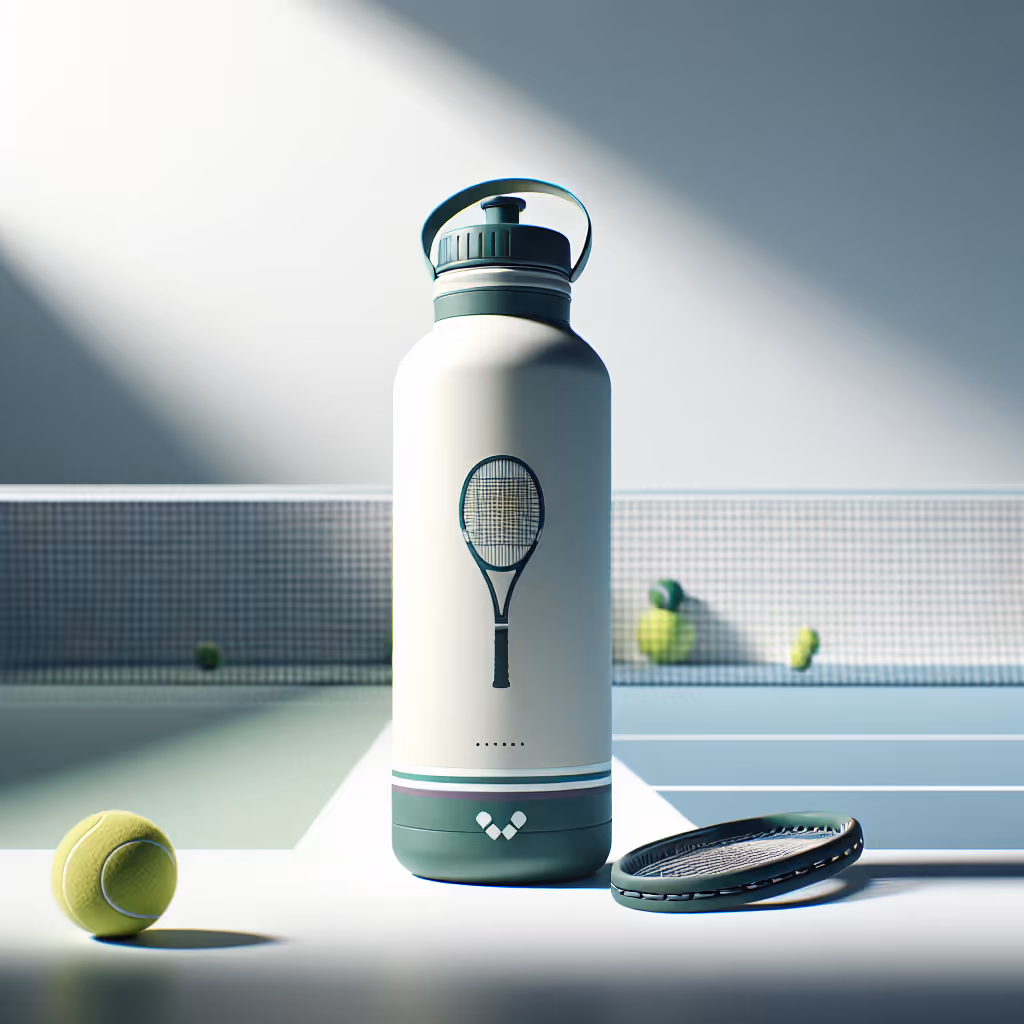 The Baseline Aqua5 Water Bottle is a high-capacity, insulated bottle designed to keep your drink cool on the court and help improve your performance with ergonomic features tailored for tennis players.