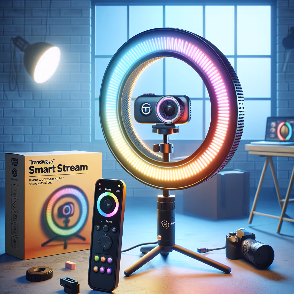 The TrendWave SmartStream Ring Light is your one-stop solution to perfect lighting for any content scenario, offering dynamic RGB settings and a remote control for seamless adjustment.