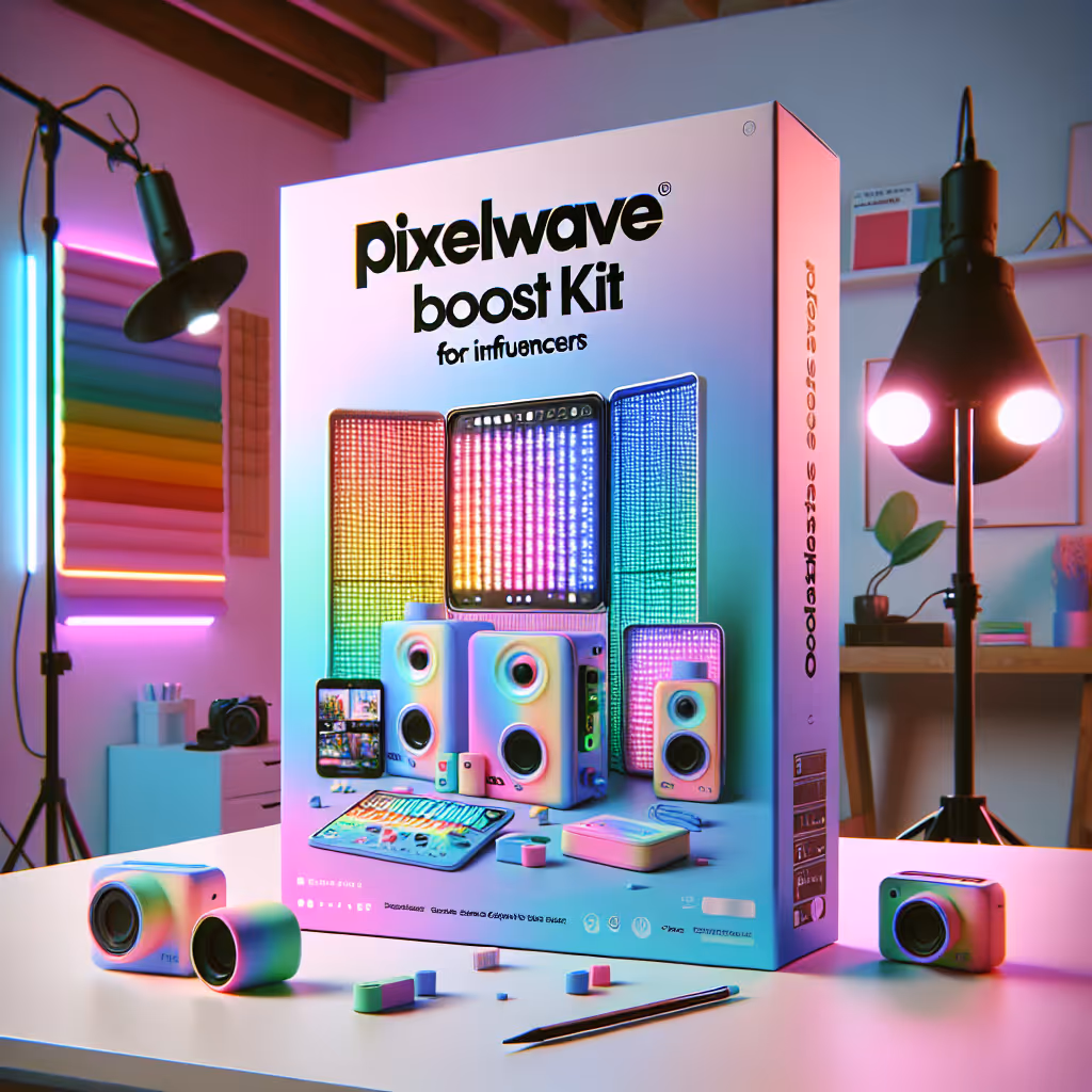 Elevate your content game with the PixelWave Creator's Boost Kit, perfectly crafted for aspiring influencers ready to go viral with optimized lighting and audio accessories.