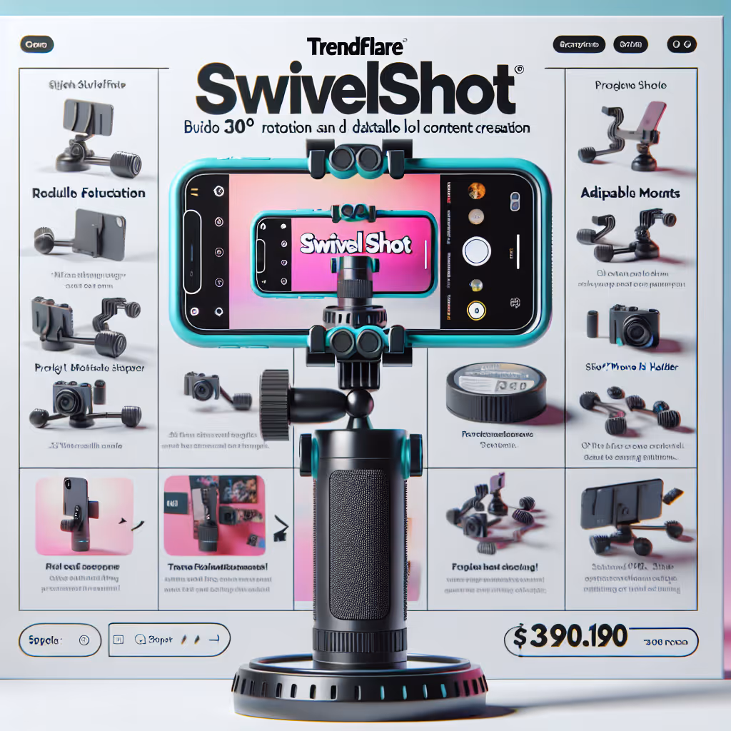 Capture the perfect angles with the TrendFlare SwivelShot Phone Holder, featuring 360° rotation and adaptable mounts for optimal content creation.