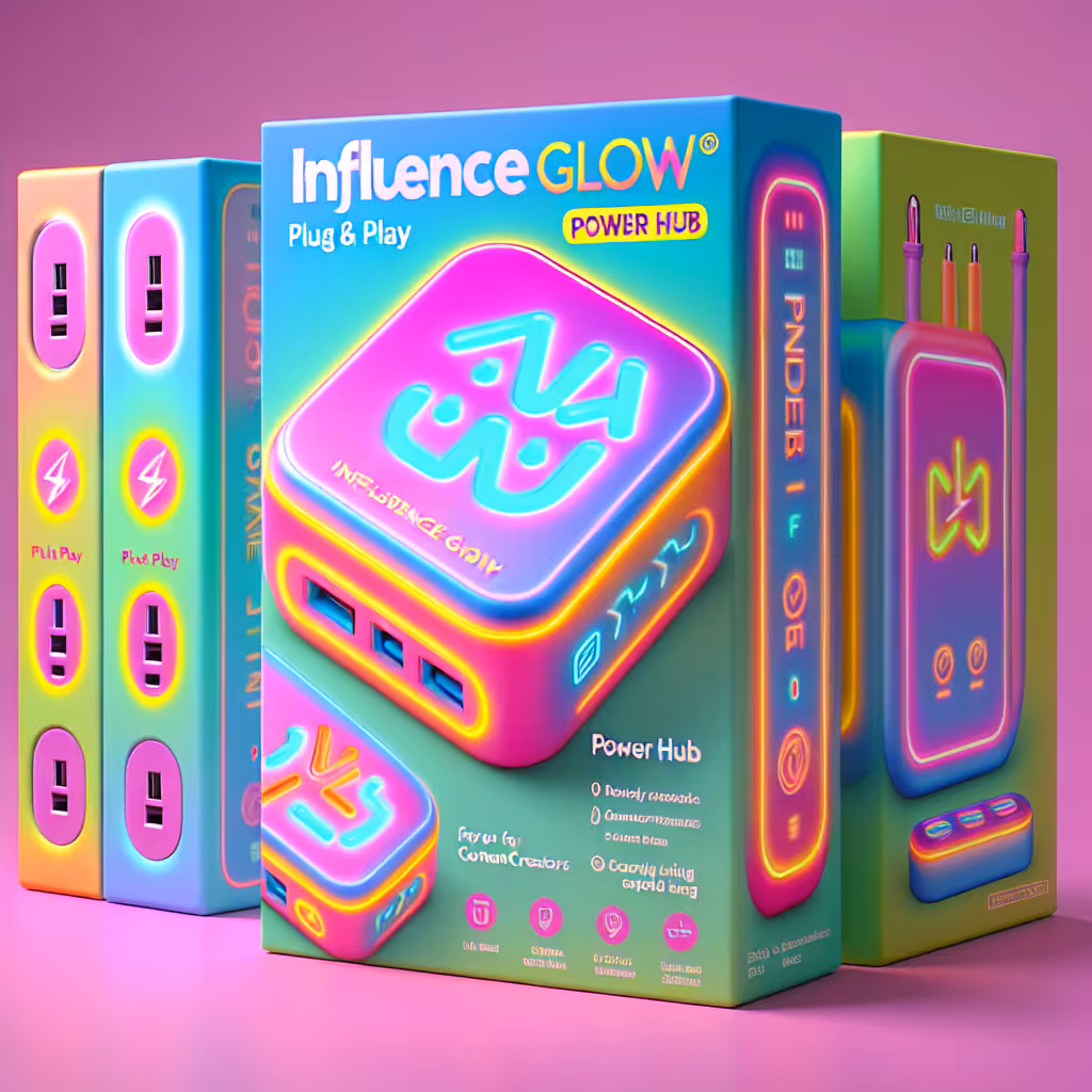 Charge up your content with the InfluenceGlow Plug & Play Power Hub, designed to keep all your creator gear juiced and ready for action. Perfect for influencers needing quick, reliable power access.