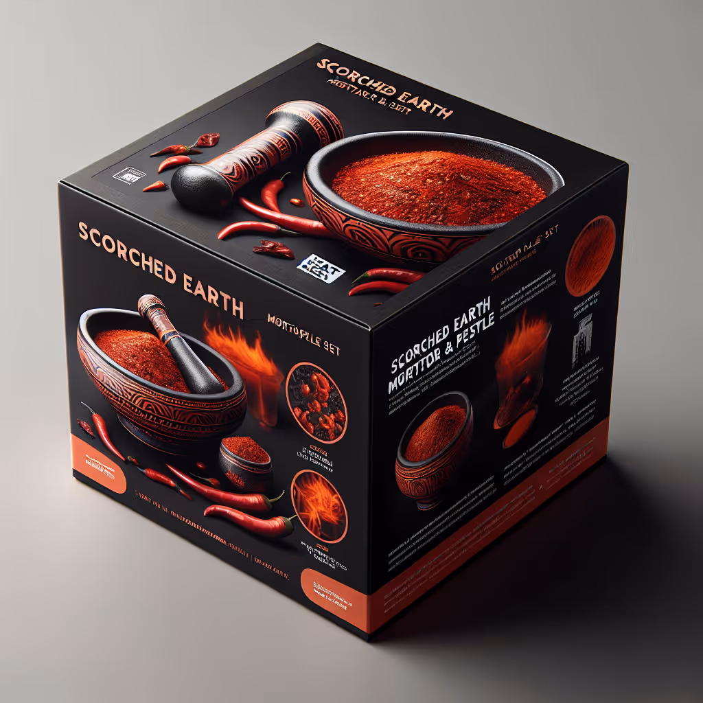 The Scorched Earth Mortar & Pestle Set offers a unique way to grind your own chili blends, bringing fresh heat to your culinary creations.