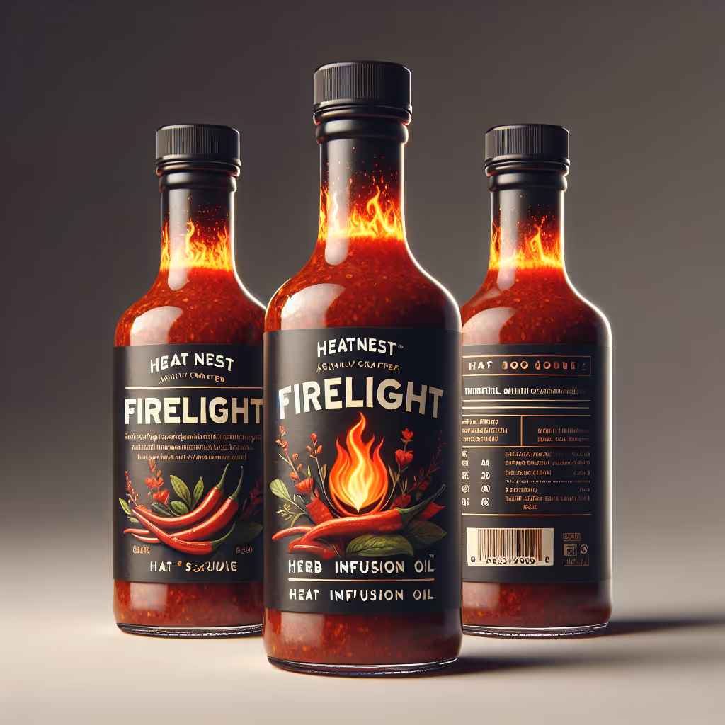 Ignite your taste buds with the Firelight Herb Infusion Oil, an artisanal blend of spicy chilies and aromatic herbs. Perfect for cooking or as a finishing touch.