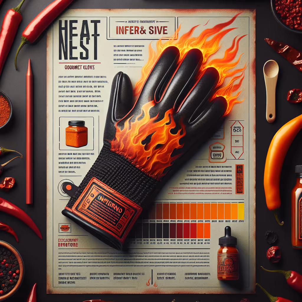 Ignite your palate with the exclusive Inferno Gourmet Glove - perfect for safely handling all your fiery culinary creations.