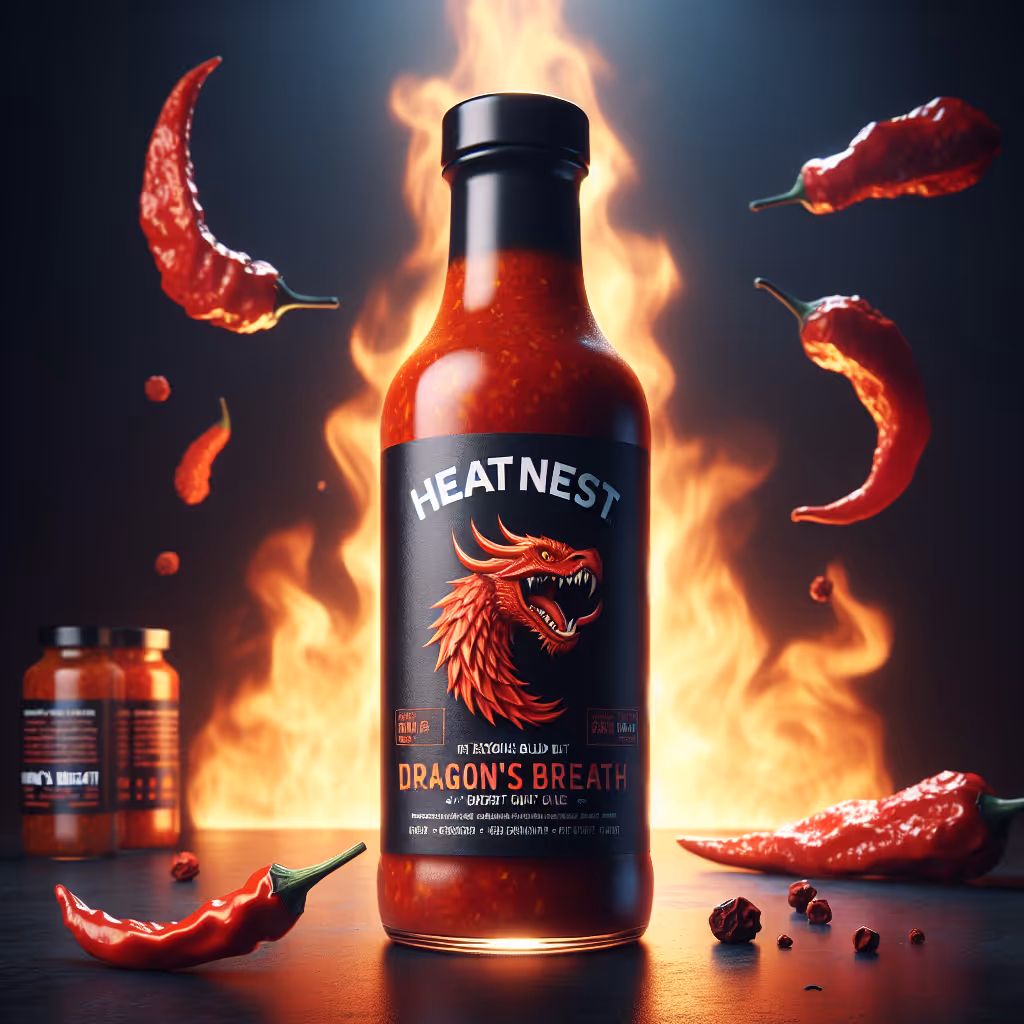 Ignite your taste buds with our artisanal 'Dragon's Breath' Hot Sauce, an explosive blend of ghost pepper and exotic spices that promises to set your palate ablaze.
