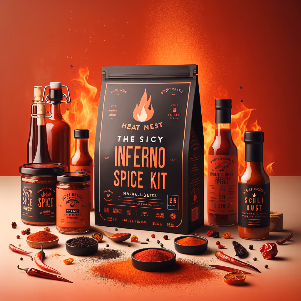 The Spicy Inferno Spice Kit is your ultimate arsenal for adding heat and flavor to any dish with a diverse selection of small-batch hot sauces and chili oils.