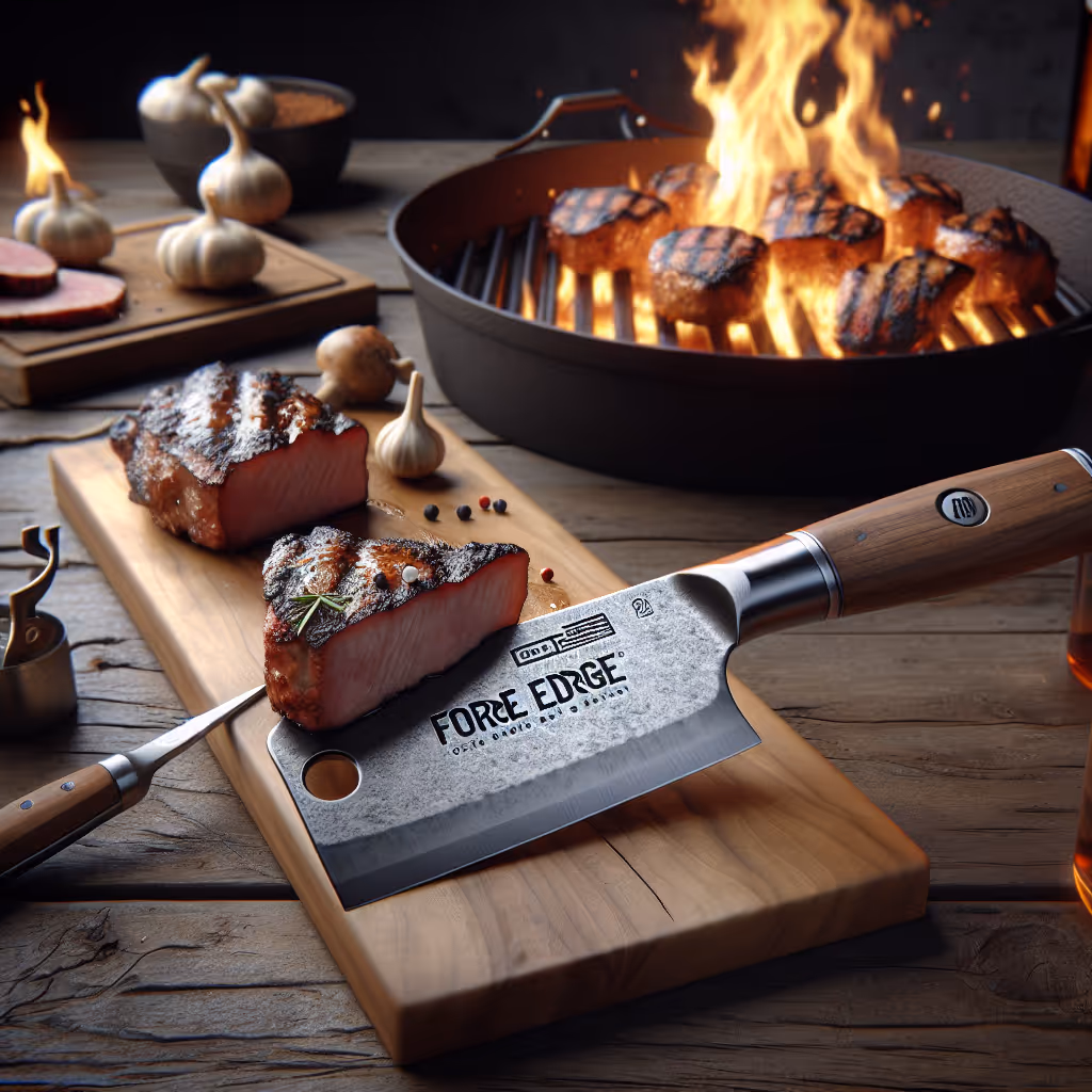 Unleash the power of precision with the ForgeEdge BBQ Cleaver, a masterful tool for serious grillers.