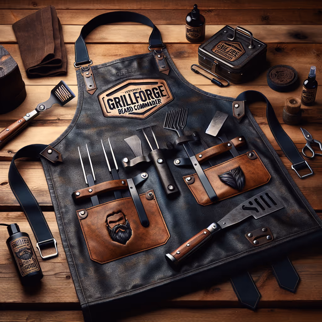 The GrillForge Beard Commander Apron is the ultimate grilling apron with an attached grooming kit, perfect for keeping both your cooking and style in check.