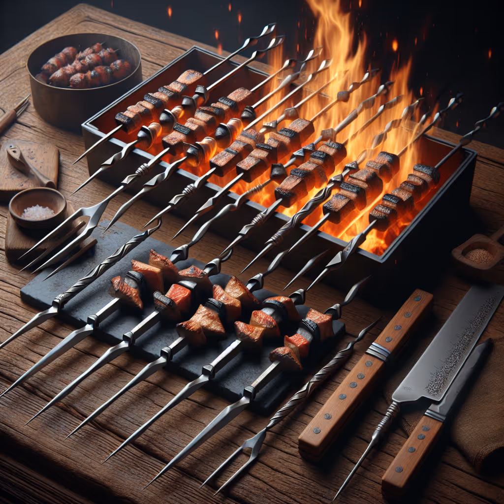 The Inferno Iron Skewer Set is a must-have for any grill master, featuring heavy-duty skewers designed for perfect grilling every time.