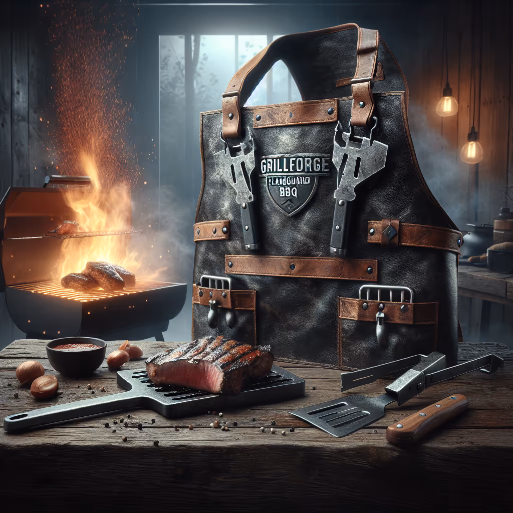 Introducing the GrillForge FlameGuard BBQ Apron, the ultimate protective gear for your grilling adventures.
