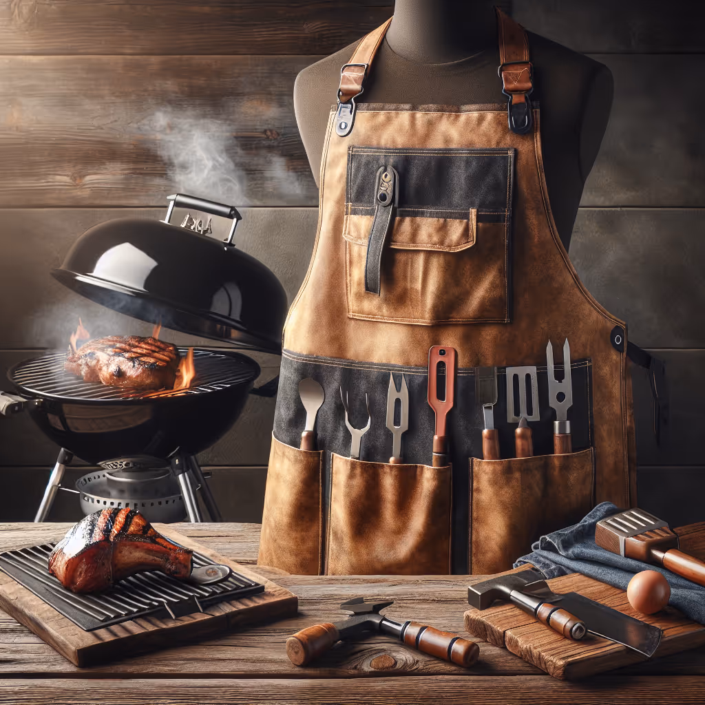 The ultimate BBQ apron equipped with heavy-duty pockets and flame-resistant material for the serious griller.