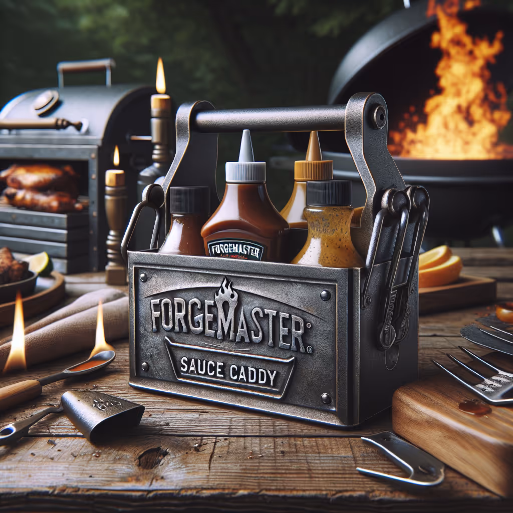The ForgeMaster Sauce Caddy is a versatile and rugged holder for all your favorite barbecue sauces, ensuring quick access while grilling.